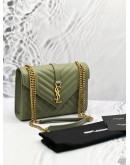 (UNUSED) YSL SAINT LAURENT ENVELOPE MEDIUM CHAIN BAG IN GREEN WITH GOLD HARDWARE -FULL SET-