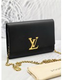 LOUIS VUITTON BLACK LOUIS GM CHAIN LEATHER BAG 