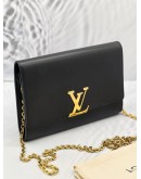 LOUIS VUITTON BLACK LOUIS GM CHAIN LEATHER BAG 