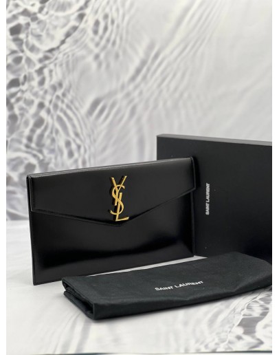 2019 YSL SAINT LAURENT UPTOWN LEATHER CLUTCH -FULL SET-