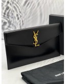 2019 YSL SAINT LAURENT UPTOWN LEATHER CLUTCH -FULL SET-