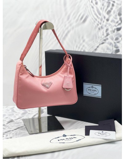 2021 PRADA RE-EDITION 2000 PINK TESSUTO NYLON SHOULDER BAG -FULL SET- 