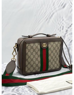 GUCCI SMALL OPHIDIA TOP HANDLE CROSSBODY BAG IN GG SUPREME CANVAS / LEATHER