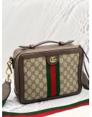 GUCCI SMALL OPHIDIA TOP HANDLE CROSSBODY BAG IN GG SUPREME CANVAS / LEATHER