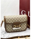 (BRAND NEW) YEAR 2024 GUCCI HORSEBIT 1955 GG CANVAS CROSSBODY BAG WITH GOLD-TONED HARDWARE -FULL SET-