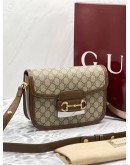 (BRAND NEW) YEAR 2024 GUCCI HORSEBIT 1955 GG CANVAS CROSSBODY BAG WITH GOLD-TONED HARDWARE -FULL SET-