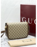 (BRAND NEW) YEAR 2024 GUCCI HORSEBIT 1955 GG CANVAS CROSSBODY BAG WITH GOLD-TONED HARDWARE -FULL SET-