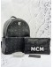 (LIKE NEW) 2020 MCM RETRO TRILOGIE STARK MEDIUM BACKPACK IN BLACK VISETOS LEATHER