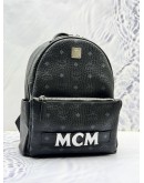 (LIKE NEW) 2020 MCM RETRO TRILOGIE STARK MEDIUM BACKPACK IN BLACK VISETOS LEATHER