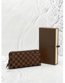 (LIKE NEW) LOUIS VUITTON LARGE ORGANIZER ZIPPY WALLET WITH FLAP IN BROWN DAMIER EBENE CANVAS