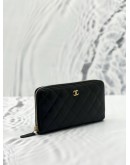 CHANEL CLASSIC ZIPPED LONG WALLET IN BLACK CAVIAR LEATHER GHW