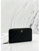 CHANEL CLASSIC ZIPPED LONG WALLET IN BLACK CAVIAR LEATHER GHW