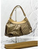 GUCCI D-RING SHOULDER BAG IN BEIGE GG CRYSTAL CANVAS AND GOLD CALF LEATHER