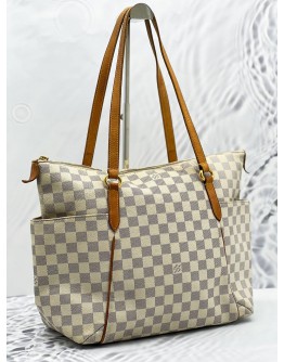 LOUIS VUITTON TOTALLY MM TOTE SHOULDER BAG IN WHTE DAMIER AZUR CANVAS 