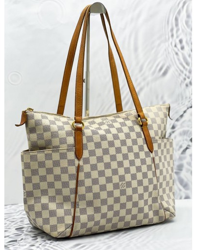 LOUIS VUITTON TOTALLY MM TOTE SHOULDER BAG IN WHTE DAMIER AZUR CANVAS 