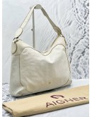 AIGNER ZIP HOBO BAG IN WHITE EMBOSSED LEATHER