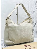 AIGNER ZIP HOBO BAG IN WHITE EMBOSSED LEATHER