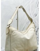 AIGNER ZIP HOBO BAG IN WHITE EMBOSSED LEATHER