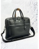 BRAUN BUFFEL BRIEFCASE BAG IN DARK BROWN PEBBLED LEATHER