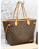 (LIKE NEW) 2024 MICROCHIP LOUIS VUITTON NEVERFULL MM MONOGRAM CANVAS WITH SMALL POUCH 