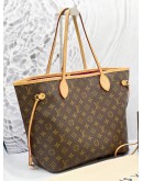 (LIKE NEW) 2024 MICROCHIP LOUIS VUITTON NEVERFULL MM MONOGRAM CANVAS WITH SMALL POUCH 