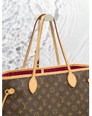 (LIKE NEW) 2024 MICROCHIP LOUIS VUITTON NEVERFULL MM MONOGRAM CANVAS WITH SMALL POUCH 