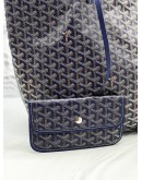 GOYARD ST. LOUIS GM TOTE SHOULDER BAG WITH NAVY BLUE GOYARDINE CANVAS / CHEVRONCHES CALFSKIN LEATHER