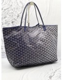 GOYARD ST. LOUIS GM TOTE SHOULDER BAG WITH NAVY BLUE GOYARDINE CANVAS / CHEVRONCHES CALFSKIN LEATHER