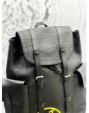 (LIKE NEW) 2023 MICROCHIP LOUIS VUITTON LIMITED EDITION CHRISTOPHER BACKPACK WITH LV LOGO IN BLACK EPI LEATHER