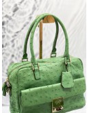 ANYA HINDMARCH CARKER GREEN OSRICH LEATHER HANDLE BAG WITH 2 STRAP 