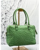 ANYA HINDMARCH CARKER GREEN OSRICH LEATHER HANDLE BAG WITH 2 STRAP 