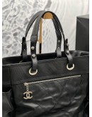 (LIKE NEW) CHANEL LARGE PARIS-BIARRITZ TOTE BAG IN BLACK QUILTED CANVAS / NYLON SHW -FULL SET-  