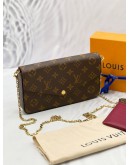 (LIKE NEW) 2023 MICORHICP LOUIS VUITTON FELICIE FLAP BAG IN BROWN MONOGRAM CANVAS -FULL SET-  