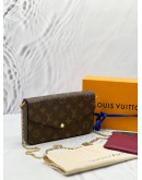 (LIKE NEW) 2023 MICORHICP LOUIS VUITTON FELICIE FLAP BAG IN BROWN MONOGRAM CANVAS -FULL SET-  