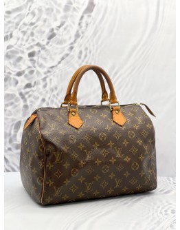 LOUIS VUITTON SPEEDY 30 HANDLE BAG IN BROWN MONOGRAM CANVAS WITH LOCK