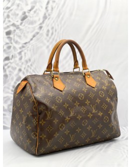 LOUIS VUITTON SPEEDY 30 HANDLE BAG IN BROWN MONOGRAM CANVAS WITH LOCK