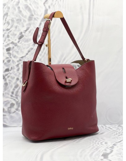 FURLA NET RED CALFSKIN LEATHER HOBO BAG 