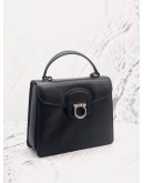 (LIKE NEW) SALVATORE FERRAGAMO BLACK LEATHER KELLY TOP HANDLE BAG 