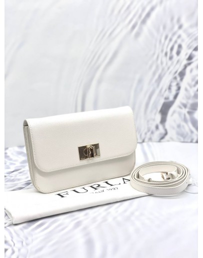 (LIKE NEW) FURLA SHOULDER BAG EAW4A LEATHER WHITE FITTINGS 2WAY CLUTCH TURN LOCK