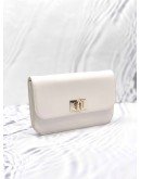 (LIKE NEW) FURLA SHOULDER BAG EAW4A LEATHER WHITE FITTINGS 2WAY CLUTCH TURN LOCK