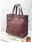 (LIKE NEW) COACH FIELD RED TOTE BAG HORSE & CARRIAGE PRINT  