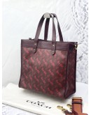 (LIKE NEW) COACH FIELD RED TOTE BAG HORSE & CARRIAGE PRINT  