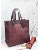 (LIKE NEW) COACH FIELD RED TOTE BAG HORSE & CARRIAGE PRINT  