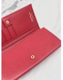 (LIKE NEW) SALVATORE FERRAGAMO RED LEATHER DOUBLE GANCIO CONTINENTAL WALLET