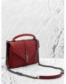 YSL SAINT LAURENT RED CHEVRON QUILTED LEATHER MEDIUM COLLEGE SLING BAG