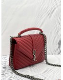 YSL SAINT LAURENT RED CHEVRON QUILTED LEATHER MEDIUM COLLEGE SLING BAG