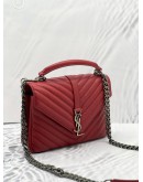 YSL SAINT LAURENT RED CHEVRON QUILTED LEATHER MEDIUM COLLEGE SLING BAG