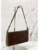 SALVATORE FERRAGAMO BROWN SUEDE LEATEHR SHOULDER BAG