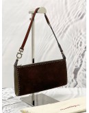 SALVATORE FERRAGAMO BROWN SUEDE LEATEHR SHOULDER BAG