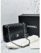 CHANEL CLASSIC JUMBO BLACK PATENTLEATHER DOUBLE FLAP BAG SILVER HARDWARE -FULL SET-